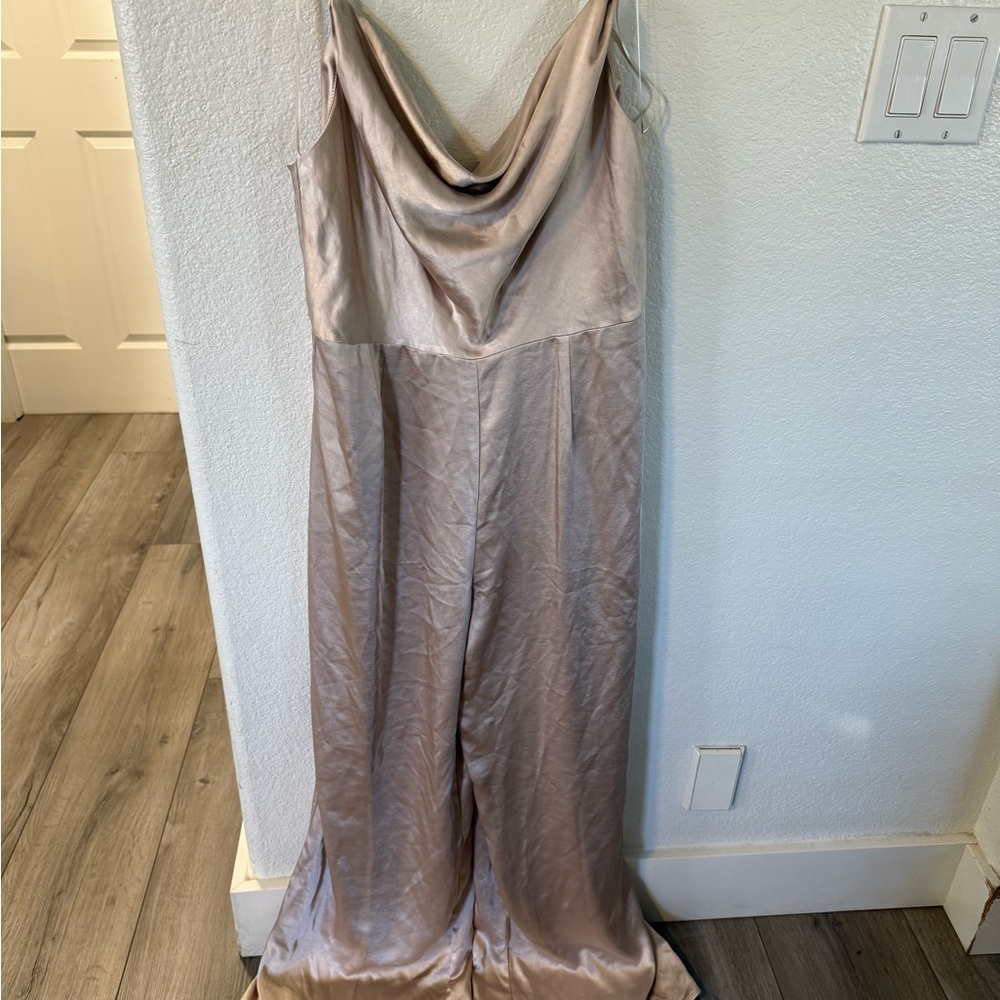 BNWT Lush Satin Jumpsuit in Champagne